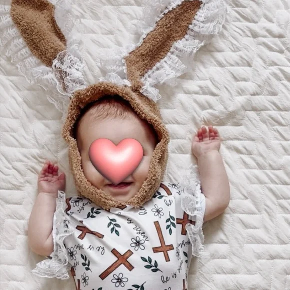 Easter he is risen w/ bunny ears onesie - Picture 2 of 6